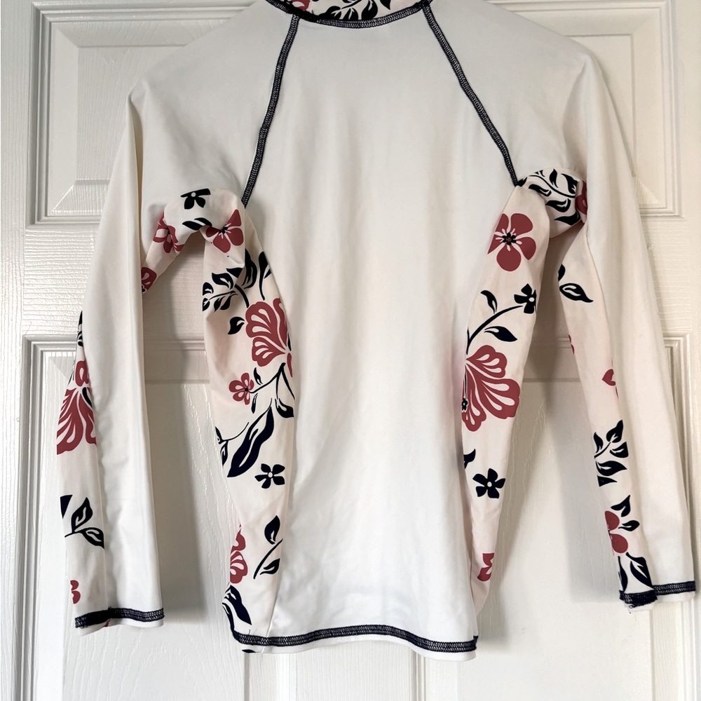 Ron Jon Women's White/Hibiscus Long Sleeve Rash Guard small - Picture 2 of 5